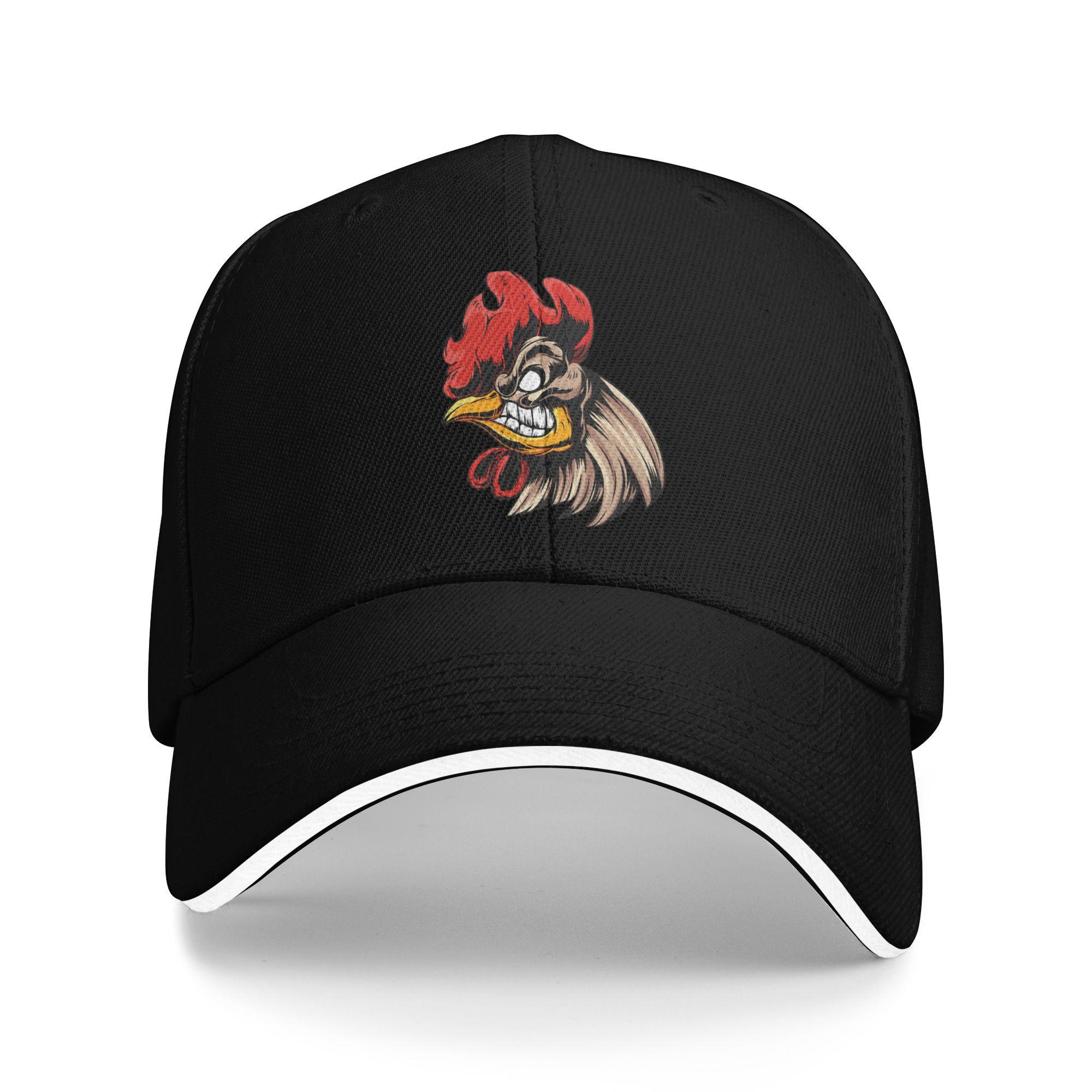 Adjustable Unisex Vintage Rooster Print Baseball Cap for Men & Women - Rooster Pattern Hat with Rooster One Size