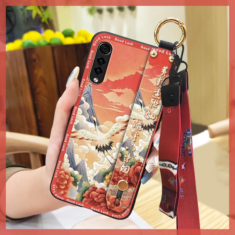 Waterproof Chinese Style Phone Case For LG Velvet 4G/5G Wrist Strap Wristband Anti-knock Anti-dust Ring Phone Holder