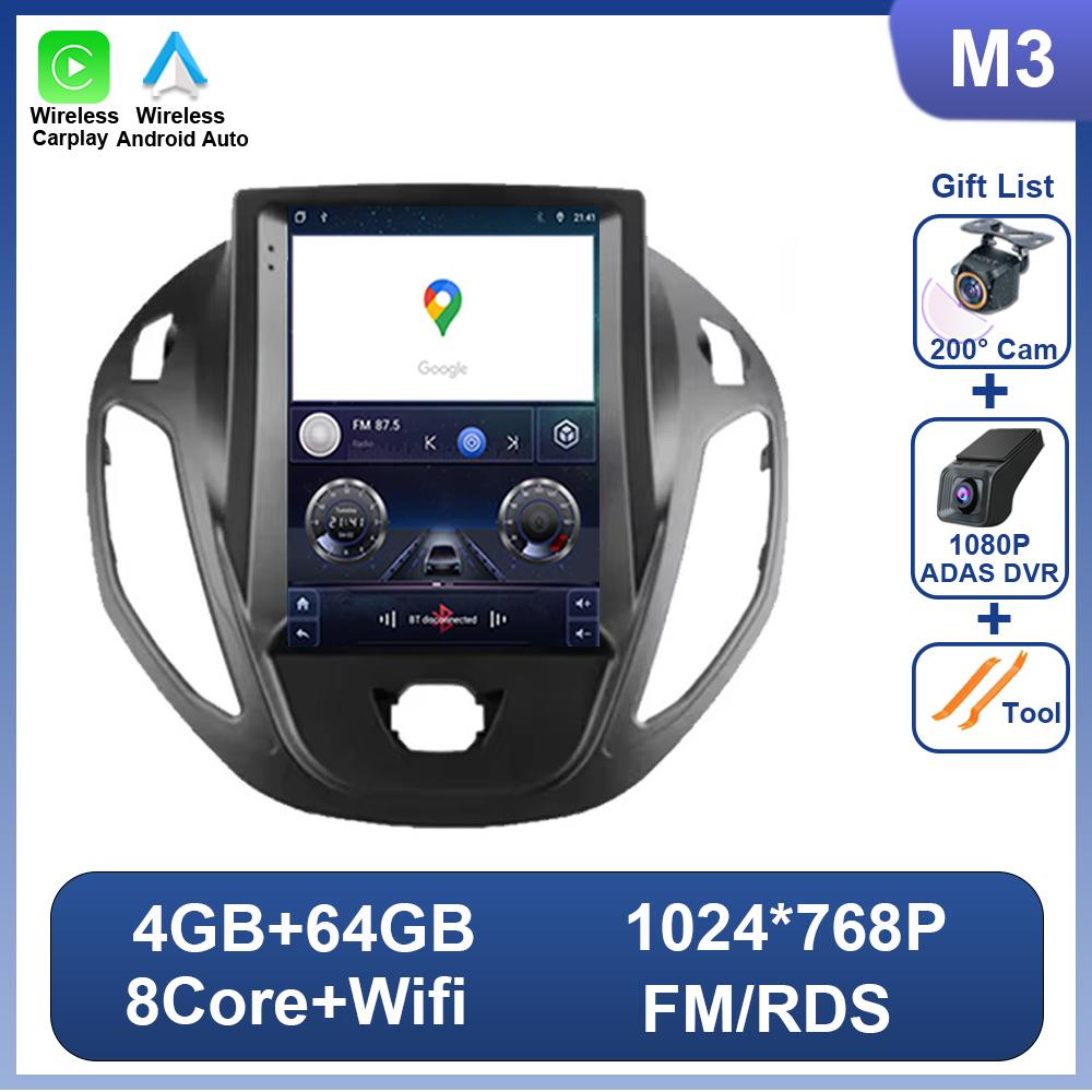 9.7 Inch Vertical Screen Android 14 For Ford Tourneo Transit 2012-2025 For Tesla Style Auto Radio 4G Wifi Carplay 7862 CPU