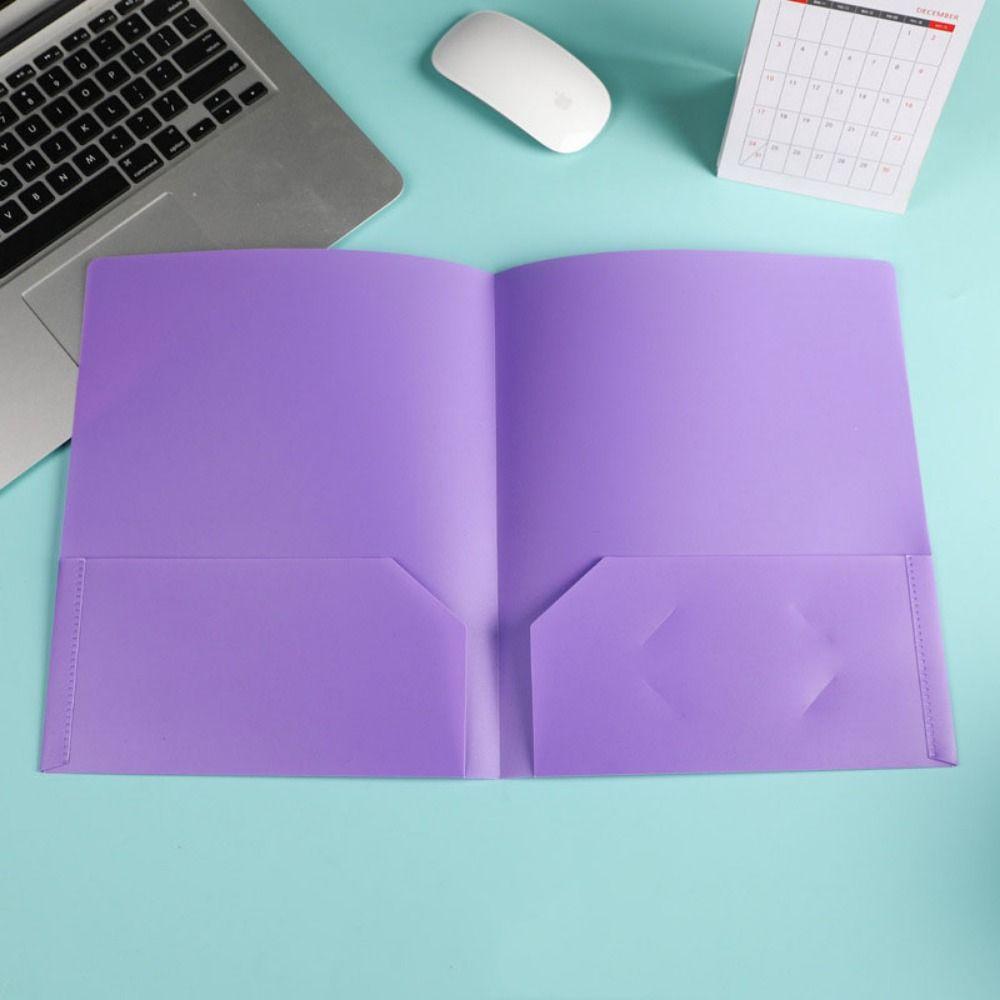 PP A4 File Folder Fashion Double Sided Pocket Folder Office Desk Organizer Folding Folders Unisex