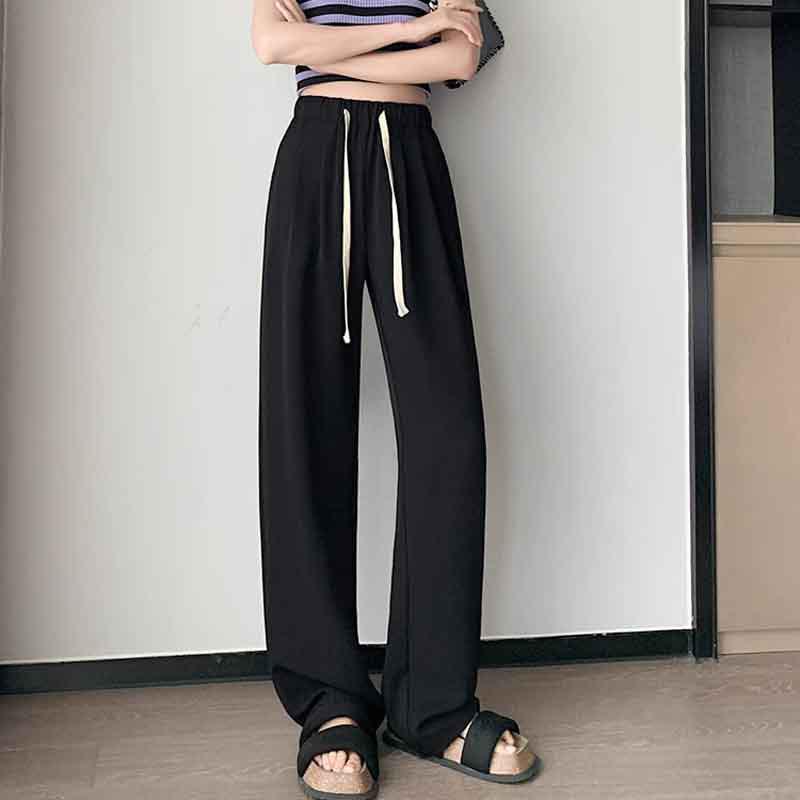 

Stylish Women s Summer Elastic Waist Drawstring Straight Leg and Petite Narrow/Wide Leg Pants 2XL (recommended 126-145 lbs)
