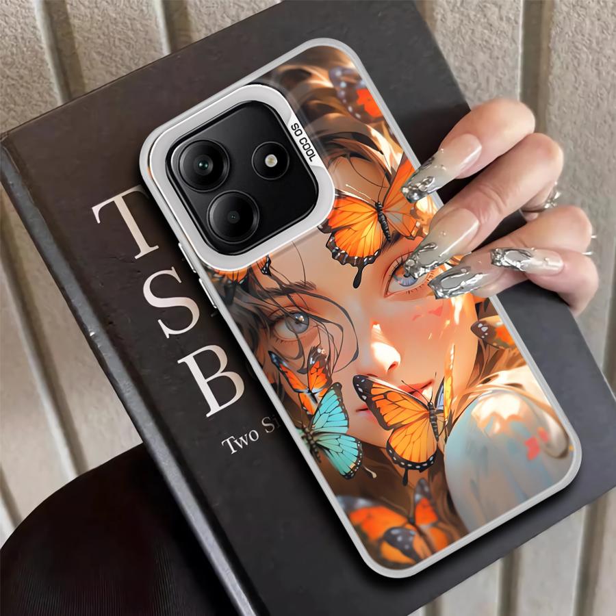 Case for Xiaomi Poco F4 F3 GT C50 C51 X3 Pro X5 X3 NFC Back Phone Cover Cartoon Butterfly Girl