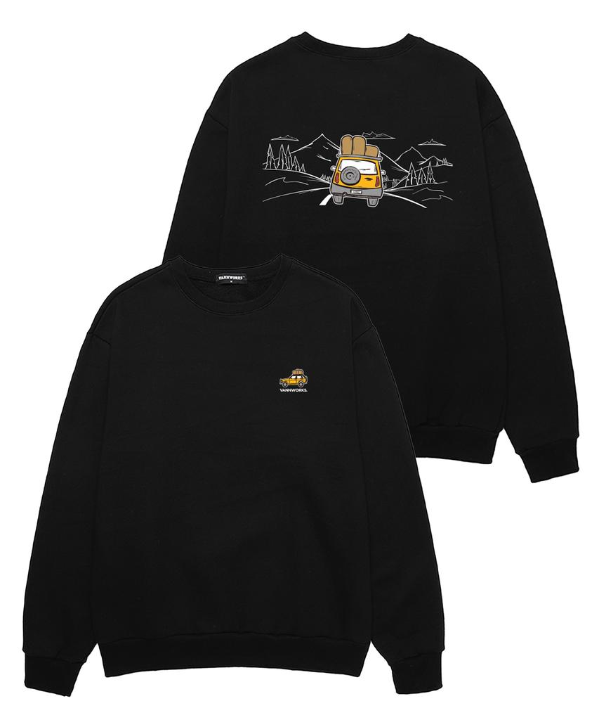 VANNWORKS Retro Camping Oversized Sweatshirt (Vls0015) Black (Type B)