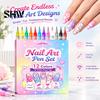 Dual Tip Nail Art Tools 12Pcs Markers for Girls, 12 Colors Markers, Broad & Fine Creative Beauty Crafts Kids Polish Pens, Quick Dry DIY Manicure