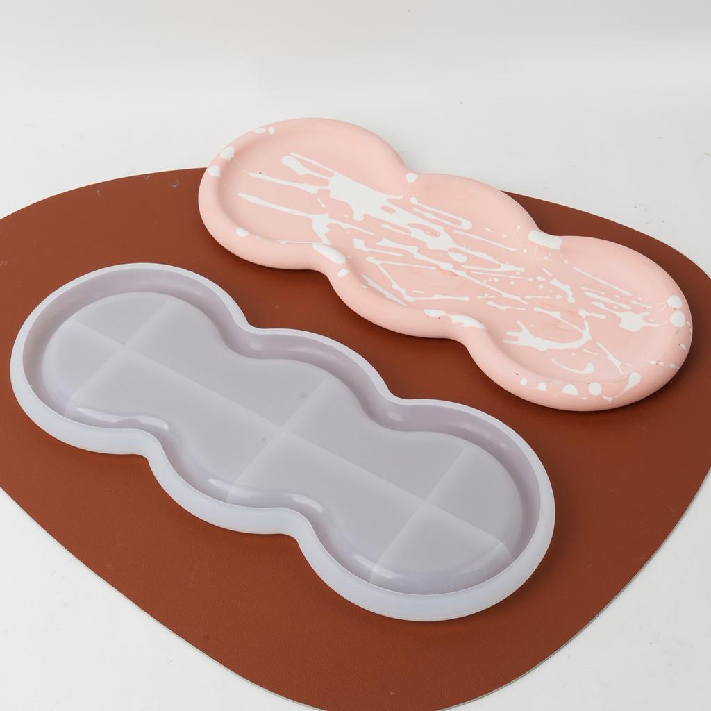 Concrete Triple Circular Tray Silicone Mold DIY Coaster Craft Making Plaster Resin Jewelry Storage Plate Casting Molds Home Deco