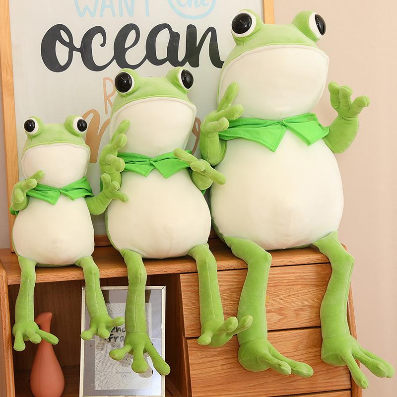 45/60/80CM Kawaii Cloak Frog Plush Toy Soft Stuffed Animal Lovely Hat Big Eyes Anime Doll Hug Pillow Birthday Xmas Gifts