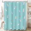 Bright Blue Shower Curtain with Cute Rabbit Design for Bathroom Decor Waterproof Fabric, Hook Included (180 x 240cm)