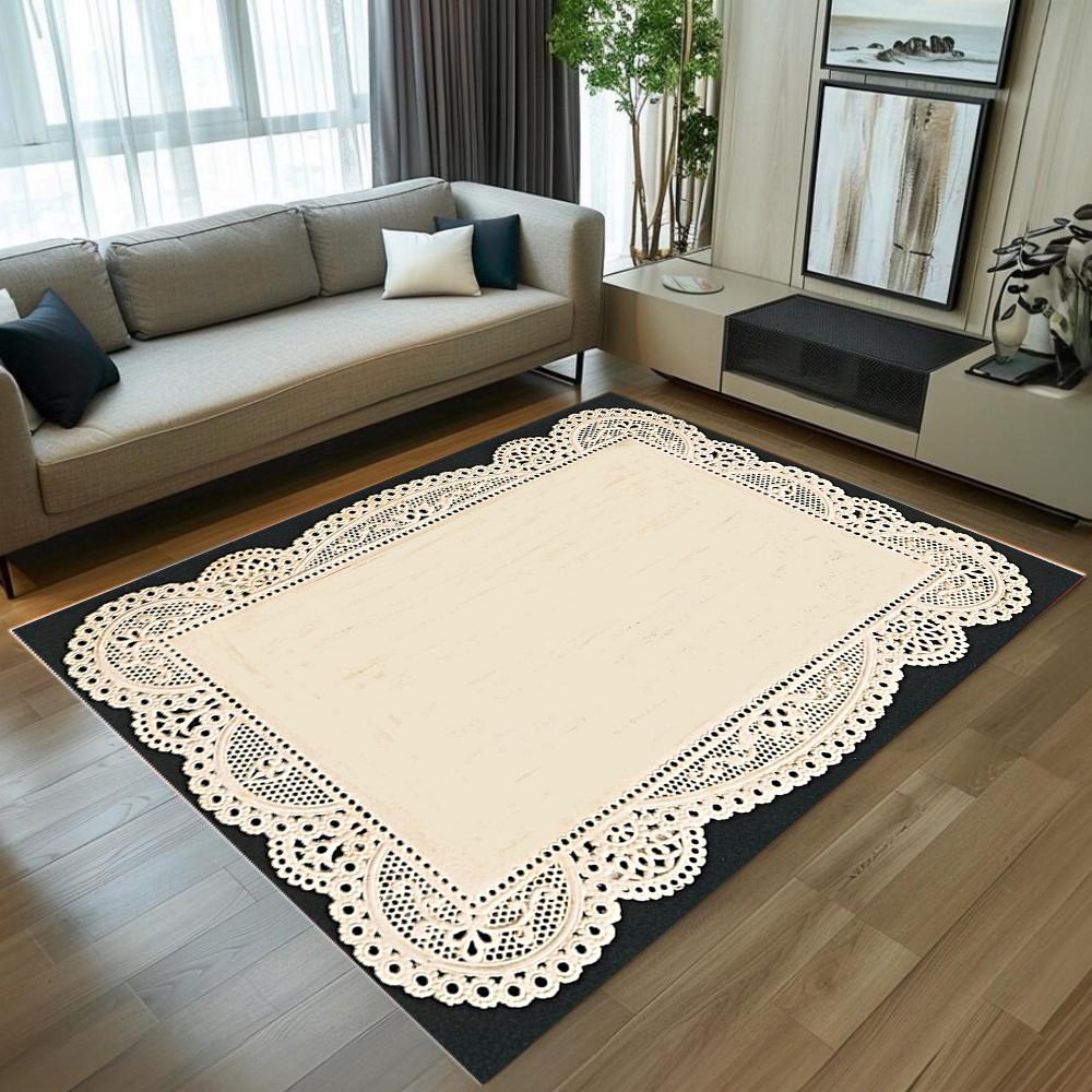 Vintage Lace Pattern Area Rug Non-Slip Soft Durable Washable Floor Mat Decor Carpet for Living Room Bedroom Home Decor
