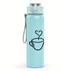 1PC Three Coffee Cup Heart Outline 750ml Color Plastic Sports Water Bottle Leakproof Flip Straw Lid Suitable for Sports Office Home Use