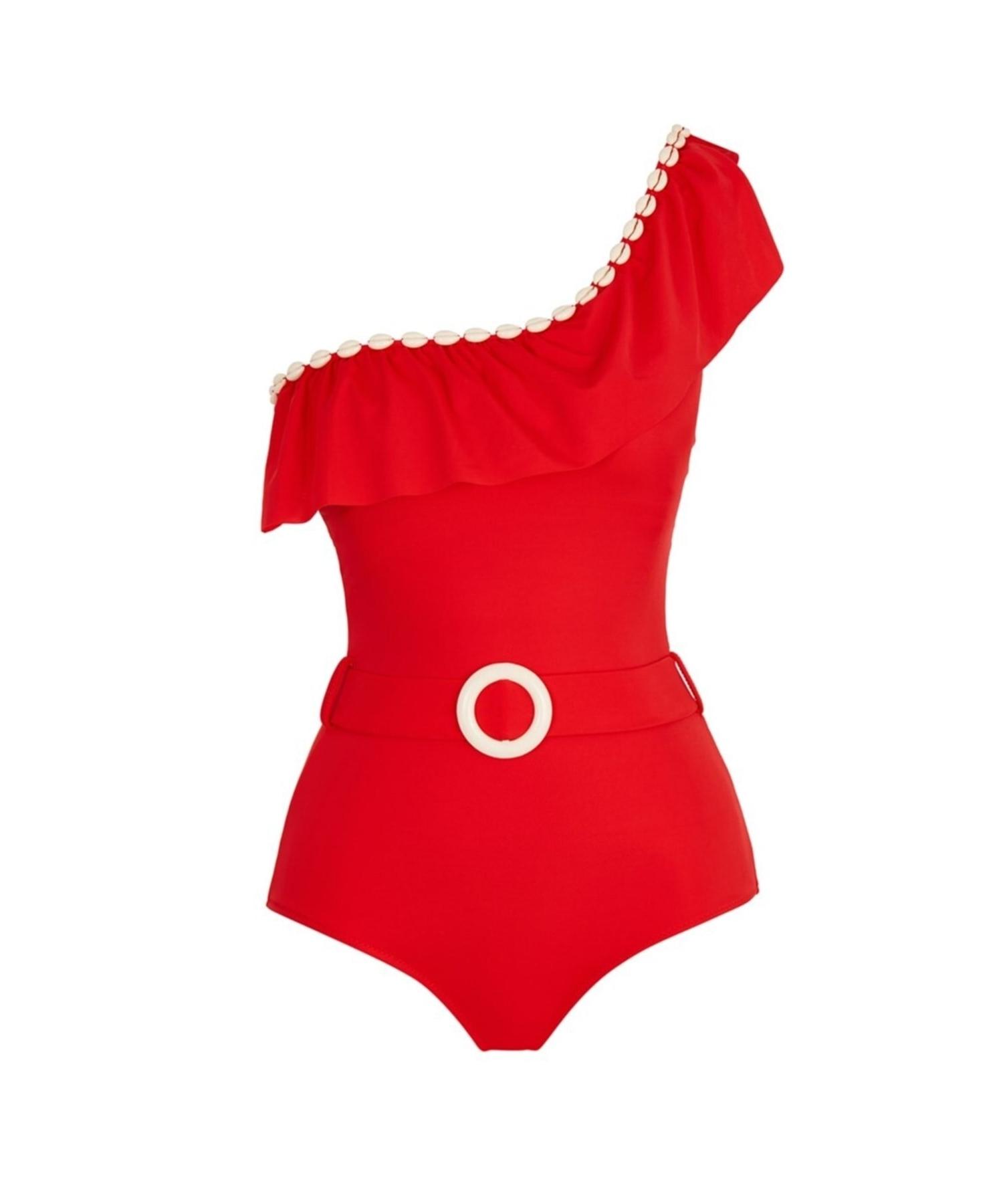 

One Shoulder Shell Belt Swimsuit Slr 306