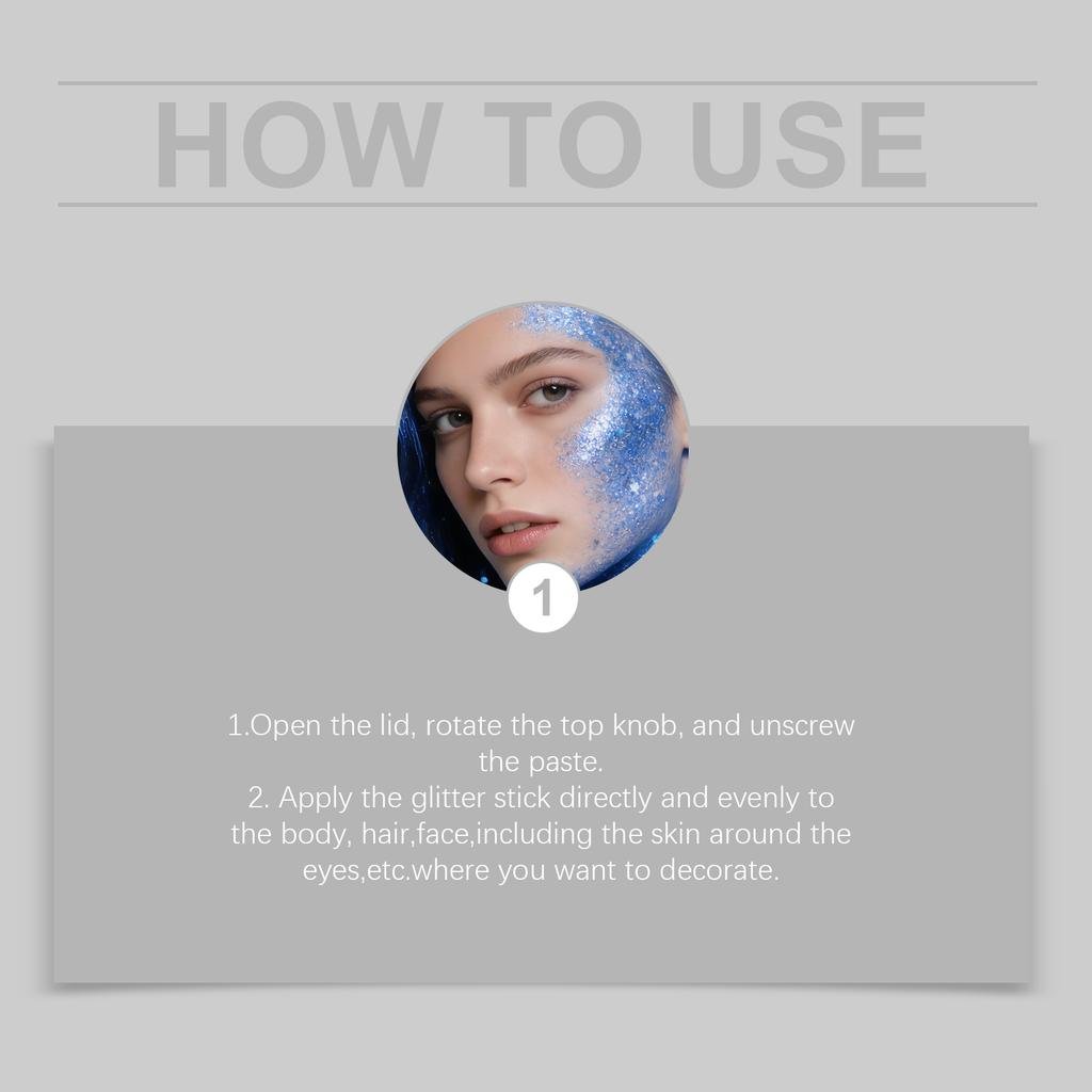 Blue Body Glitter Stick Long-lasting Makeup, Portable To Multiple Areas, Party Makeup Highlighter Stick.