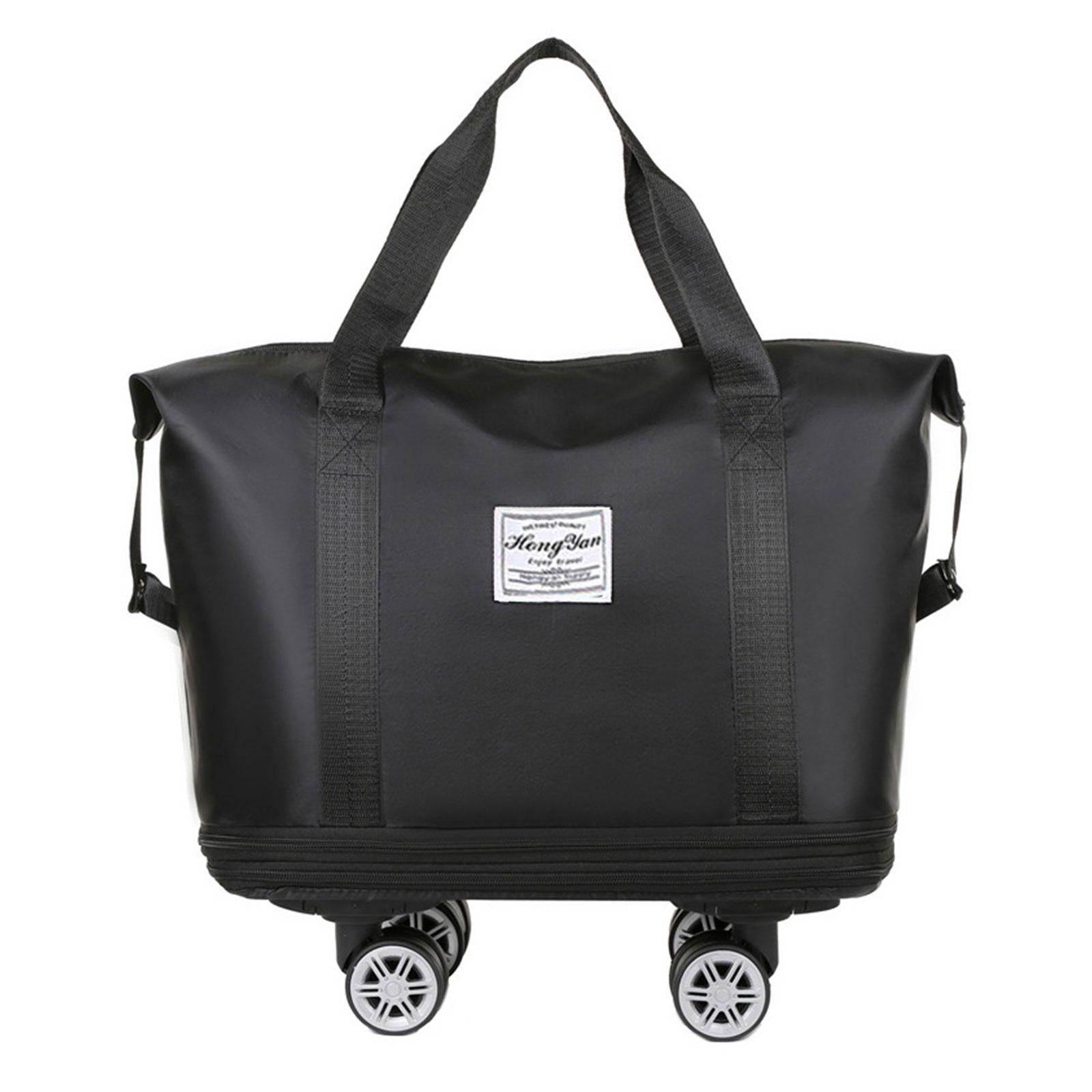 

Складные багажные сумки, легкая транспортная сумка на колесах, большая вместимость, сумка для выходных из ткани Оксфорд с разделением сухого и мокрого багажа чёрный
