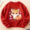 Kids Crewneck Long Sleeve Sweatshirt, Soft Cute Healing Bow Little Fox Print, Warm Comfortable Top