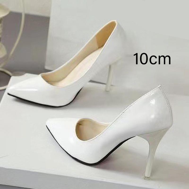 Scarpe décolleté da donna con tacco alto Moda Pelle verniciata Punta stretta Tacco sottile Scarpa da sposa Sexy
