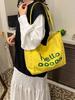 Women's Large Capacity Canvas Tote Bag - Summer Versatile Single Shoulder Bag with Letter Print