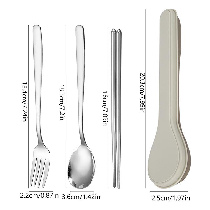 Sada příborů z nerezové oceli 410, úložný box, přenosné nádobí, kuchyňské nádobí v korejském stylu, domácí školní kuchyňské náčiní