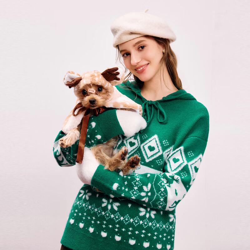 

Women s Jacquard Hooded Knit Pullover Sweater XL