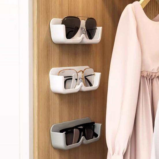 Glasses Storage Box Wall-Mounted No Drilling Design Space Saving Glasses Organizer for Myopia Glasses Sunglasses