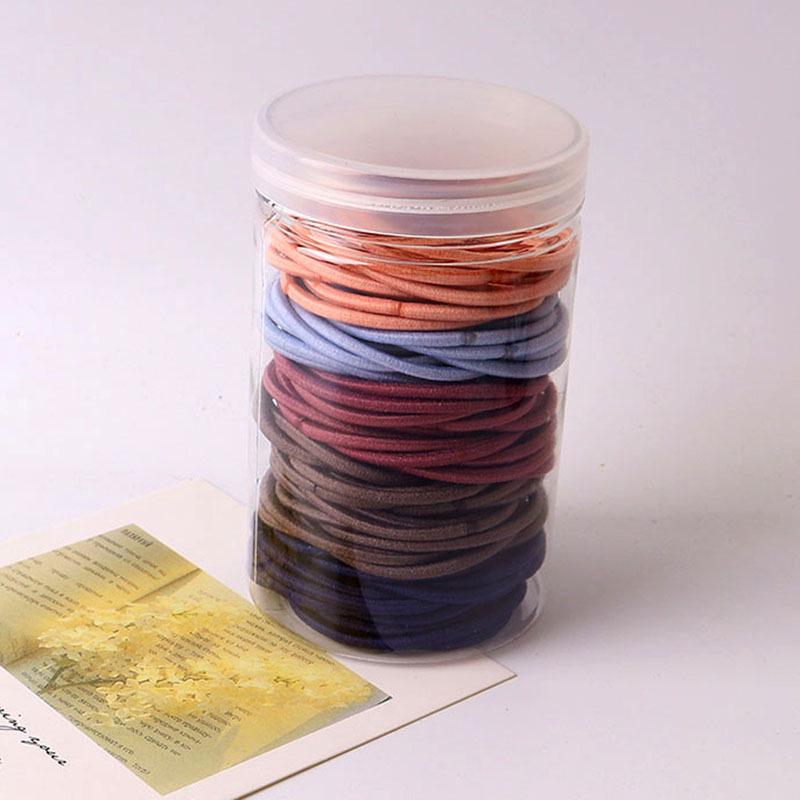 Korean Style High Elasticity Rubber Bands: 100-Piece Pack for Simple, Versatile High Ponytails—No Hair Damage.