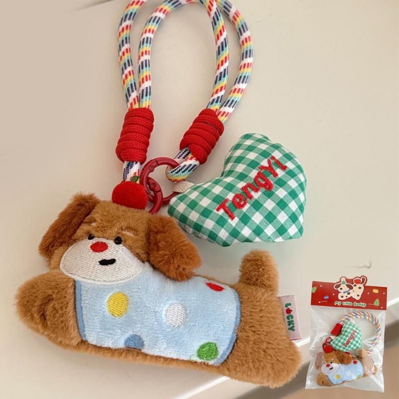Plush Rabbit Dog Keychain Cartoon Puppy Pendant Bag Charm Lightweight Portable Accessory For Women Girls