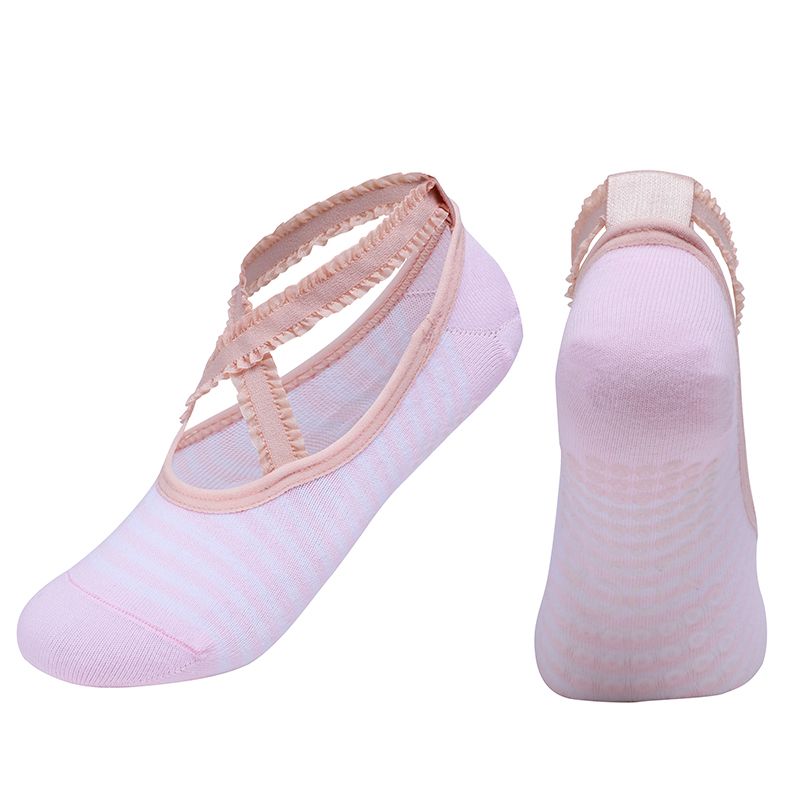 

Professional Cross Strap Half Toe Yoga Socks round Head Non-Slip Floor Socks Yoga Adult Five Finger Open Back Dance Pantyhose Pink [Stripes]]