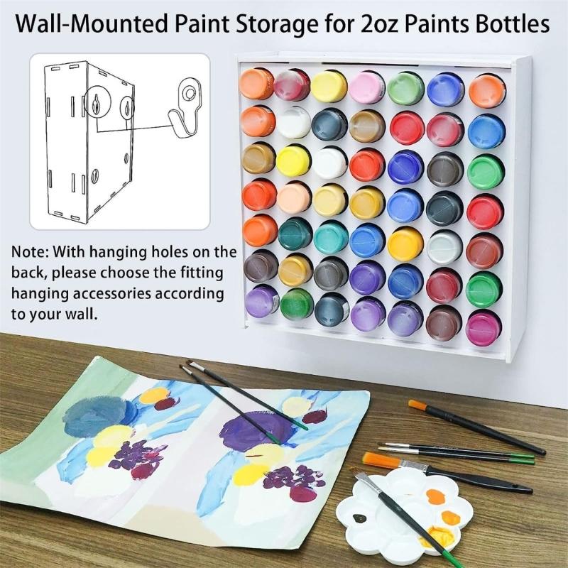 Vertical Paint Bottle Holder Practical Paint Rack 49/63 Hole Organizers for Craft Paint Bottles Space Saving