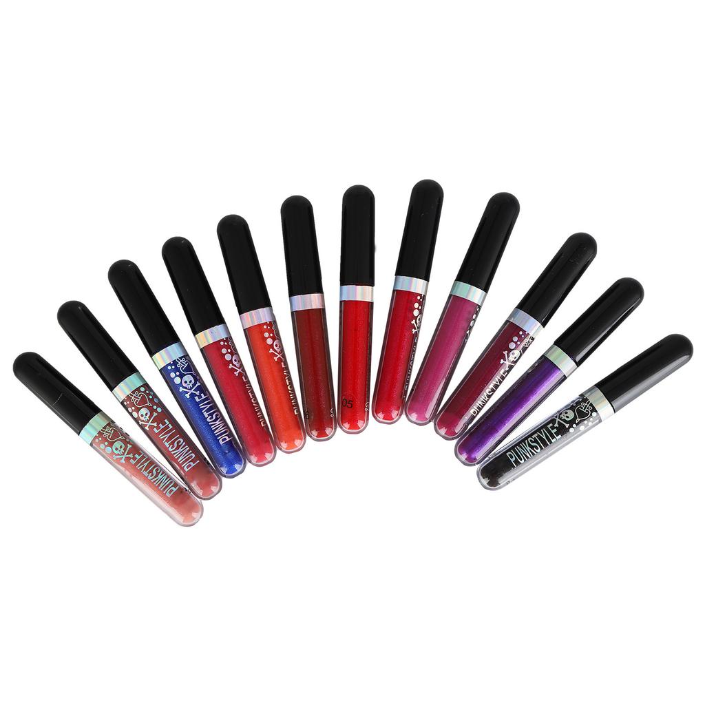 12pcs Women Shiny Liquid Lipstick Portable Long Lasting Lip Gloss Set Pigmented Makeup Tool Gift
