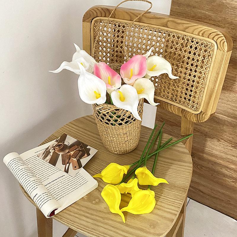 Calla Lily Artificial Flower Moisture-retaining PU Hand Feel Bouquet, Bride's Hand Bouquet, Wedding Artificial Flower Shooting Props