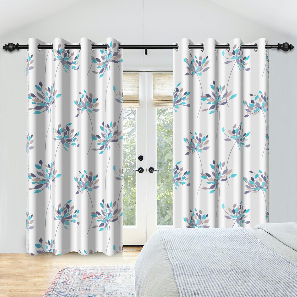 2 Stück/Set Floral- und Blättervorhang Boho Zweig Baum Pflanzenmuster Schlafzimmer Wohnzimmer Dekoration Verdunkelungspolyestervorhänge