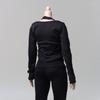 HAMRETHYPPZ 1/6 Costume Female Sweatshirt Off-Shoulder Long Sleeve Casual Daily Top Black (Body, Head, Shoes Not Included)