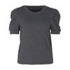 Damen Lässiges Sommer-T-Shirt mit Rundhalsausschnitt und Puffärmeln, einfarbig