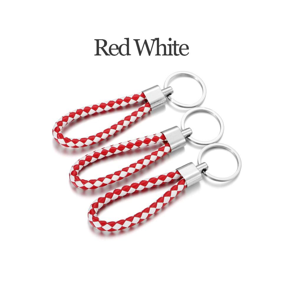 5Pcs/Pack PU Leather Braided Woven Rope Keychain DIY Bag Pendant Key Chain Holder Car Keyring Simple Multiuse Key Holder Gifts