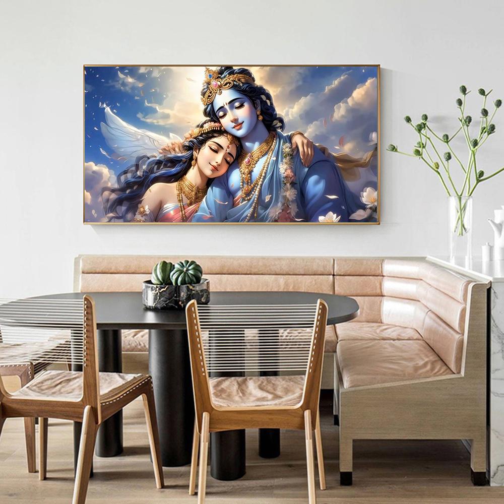 Radha Krishna Art Poster Prints For Living Room Home Decor India Traditional Mythic Culture Lord Canvas Painting Wall Art Gift