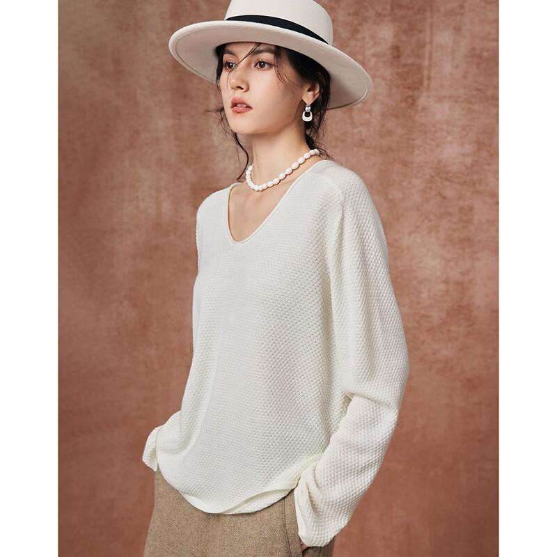 Women's V-Neck Lamb Wool Blend Loose Knit Sweater