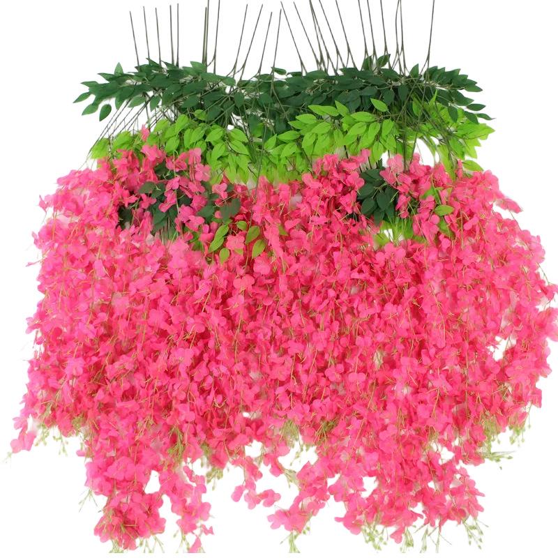 Искусственная глициния - Фиолетовые свисающие цветы для потолочного и свадебного декора