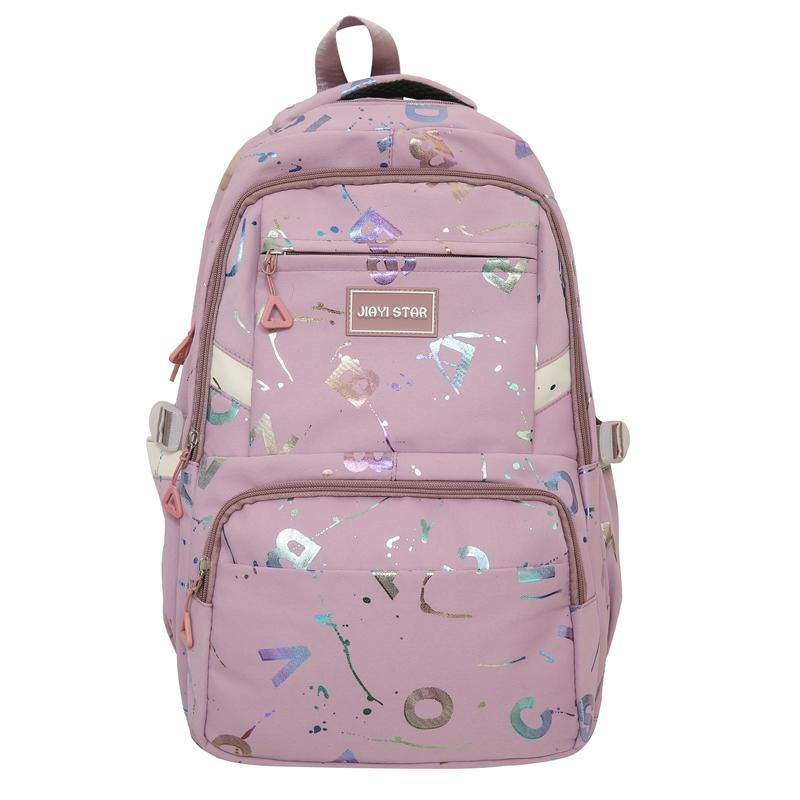 Female Large-Capacity Backpack Letter Print Students High School Schoolbag