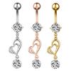 Butterfly-bow Dangled Navel Ring Piercing 14G Flower Heart Crystal CZs Belly Button Ring for Women Stainless Steel Belly Jewelry