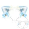 Cute Cat Ear Headband Lolita Fashion - Fluffy Plush Hair Accessory With Bow One Size Handmade