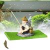 Fish Tank Decorations Realistic Floating Fishing Old Man Bamboo Raft Ornament Fishing Aquarium Betta Tank Landscaping Decoration