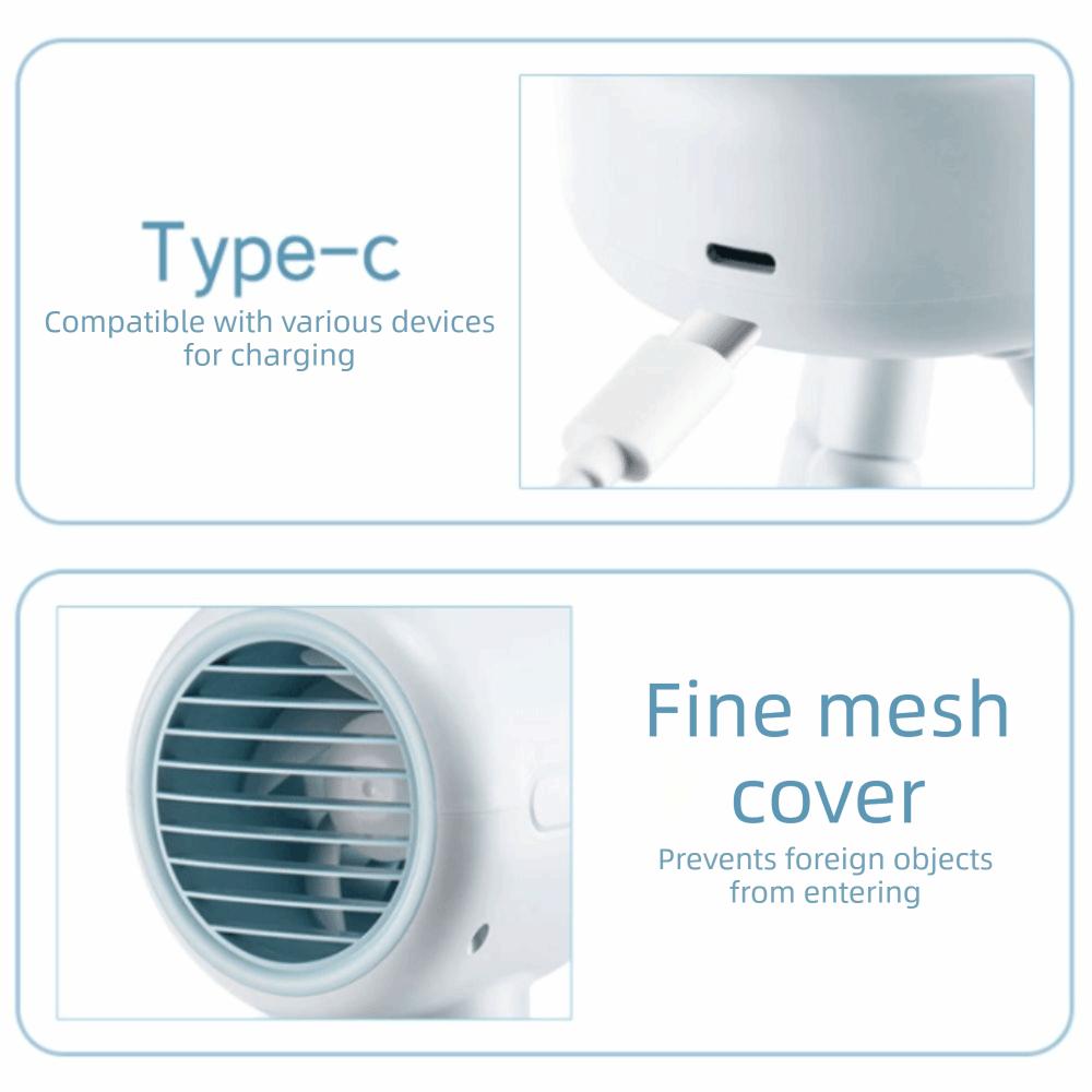 12H Runtime Baby Stroller Fan 3600mAh Rechargeable Fan Intelligent Octopus Clip Fan Children Use