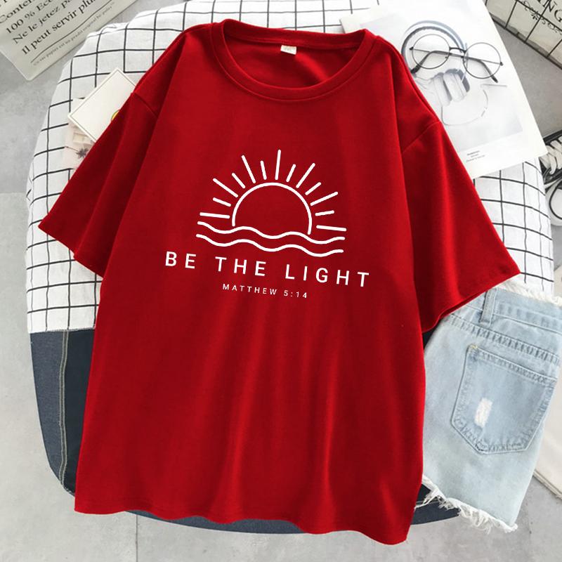 

Будь светом, Мэтью 5:14 принтов женские футболки летние хлопковые футболки уличные хип-хоп короткие рукава дышащая уличная футболка L