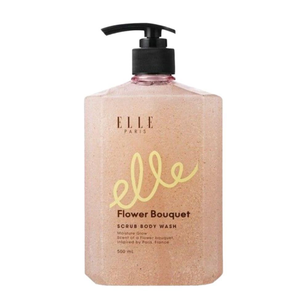 ELLE PARIS Scrub Body Wash Flower Bouquet Scent Exfoliating Shower Gel 500ml