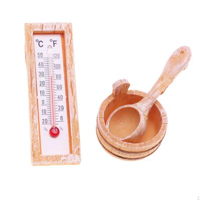 1/12 Dollhouse Sauna Barrel,Doll Accessories,Wooden Toys,DIY Crafts Mini Simulation Thermometer for