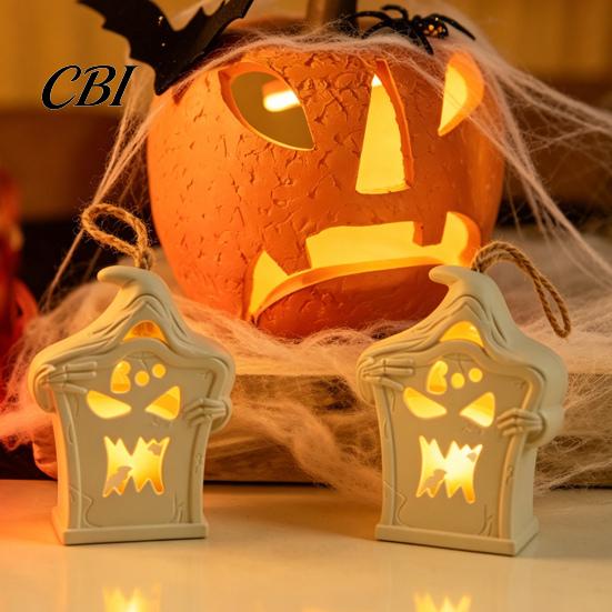 Indoor Festival Accents Halloween Light Up Tombstone Ornaments, Spooky Small Hanging Graveyard Decoration with Home Decor LED for Haunted House, Party