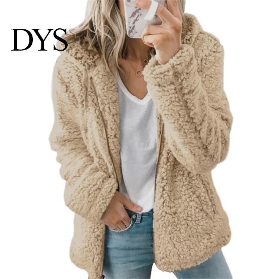 Women Cozy Zip-up Coat Winter Sherpa Fleece Short Jacket Hooded Zipper Cardigan Lightweight Zippered Warm Casual Solid Plush Windproof for Fall