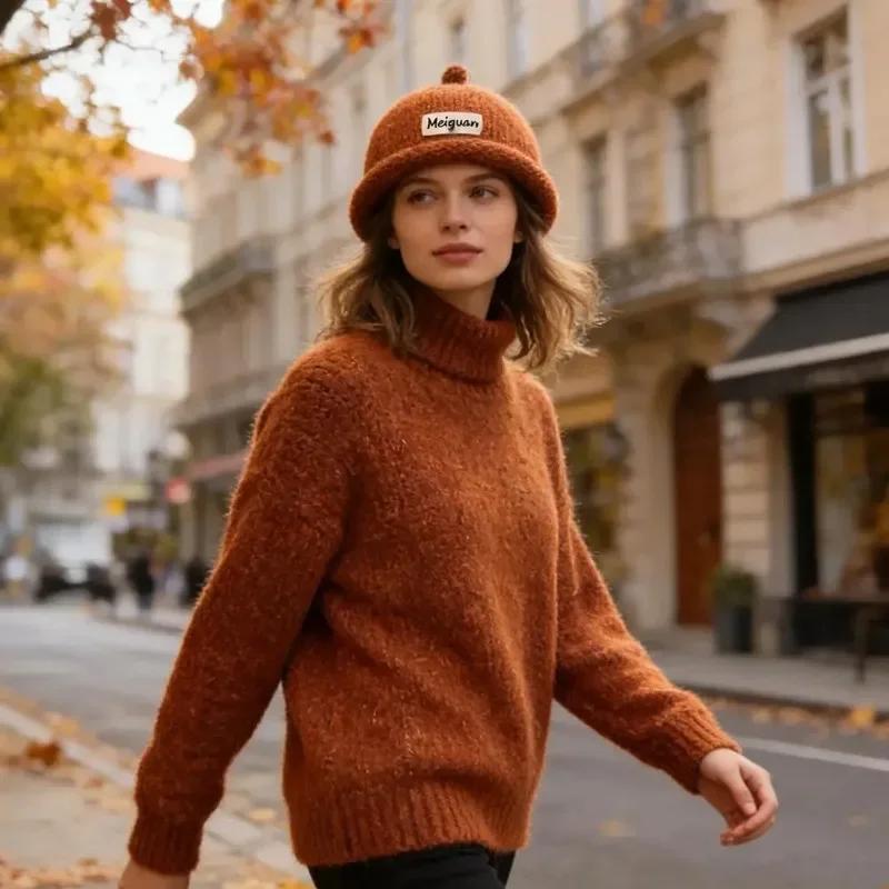 Autumn Winter Knitted  Cuffless Cap For Men Women Warm Cozy Soft Beanie Hat Country Fresh Sweet Style Fashion Headwear