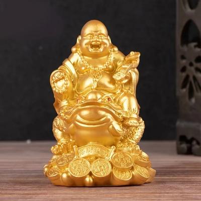 Feng Shui Laughing Buddha, Wealth Laughing Buddha Sit On Money Frog Statue Lucky Toad Car Ornaments Home Office Decoration