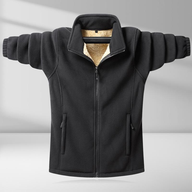 Jachetă Plush pentru Bărbați Toamnă și Iarnă Fleece Polar Monocromă Top cu Fermoar Toamnă Palton Îngroșat Îmbrăcăminte de Iarnă