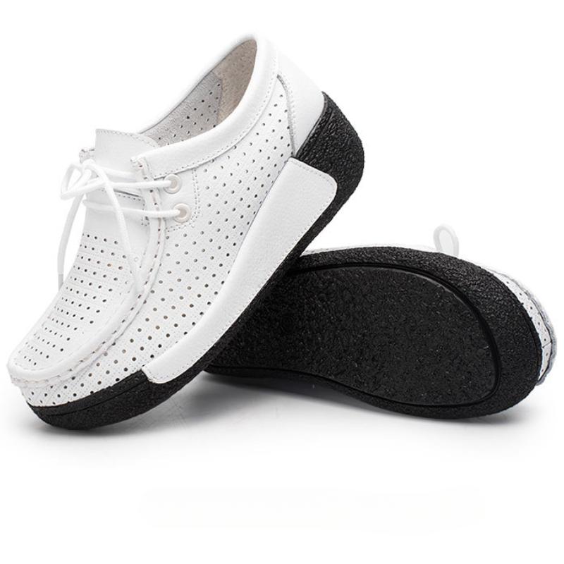 Women Genuine Leather Platform Shoes Winter Plush Walking Shoes 5cm High Wedges Heels Shoes Elegant Warm Mother Shoes