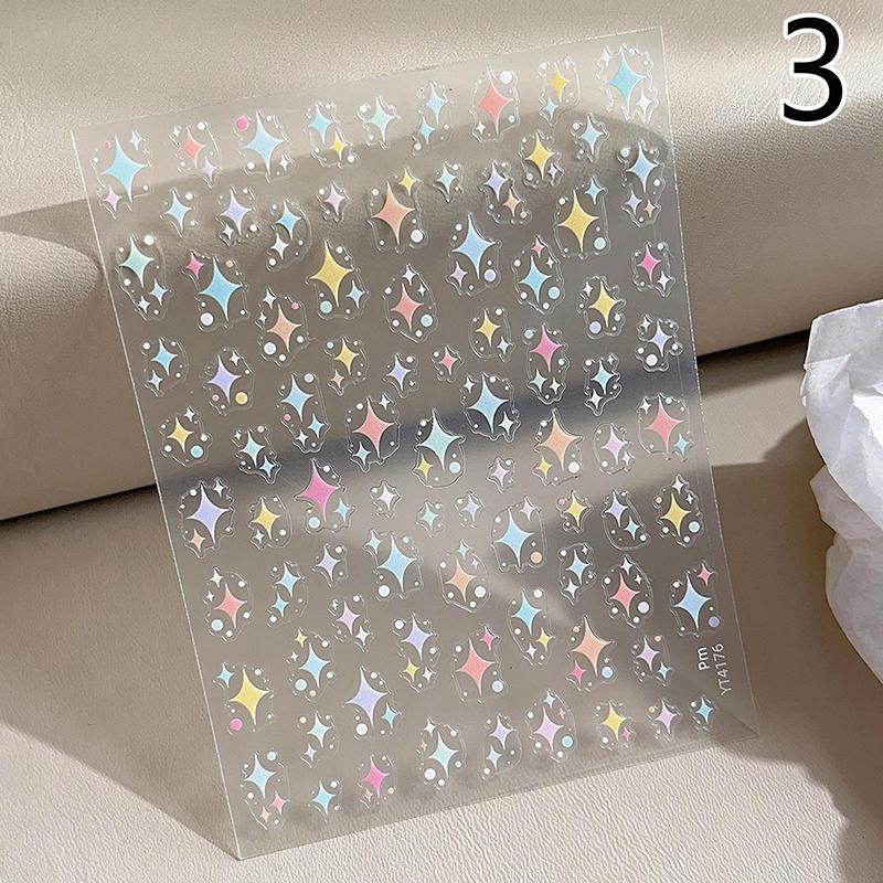 

5D Рельефные Кавайные Красочные Звезды Наклейки Для Ногтей Мульти Макарон Мангсин Украшения Для Ногтей Самоклеящиеся Наклейки Аксессуары Diy